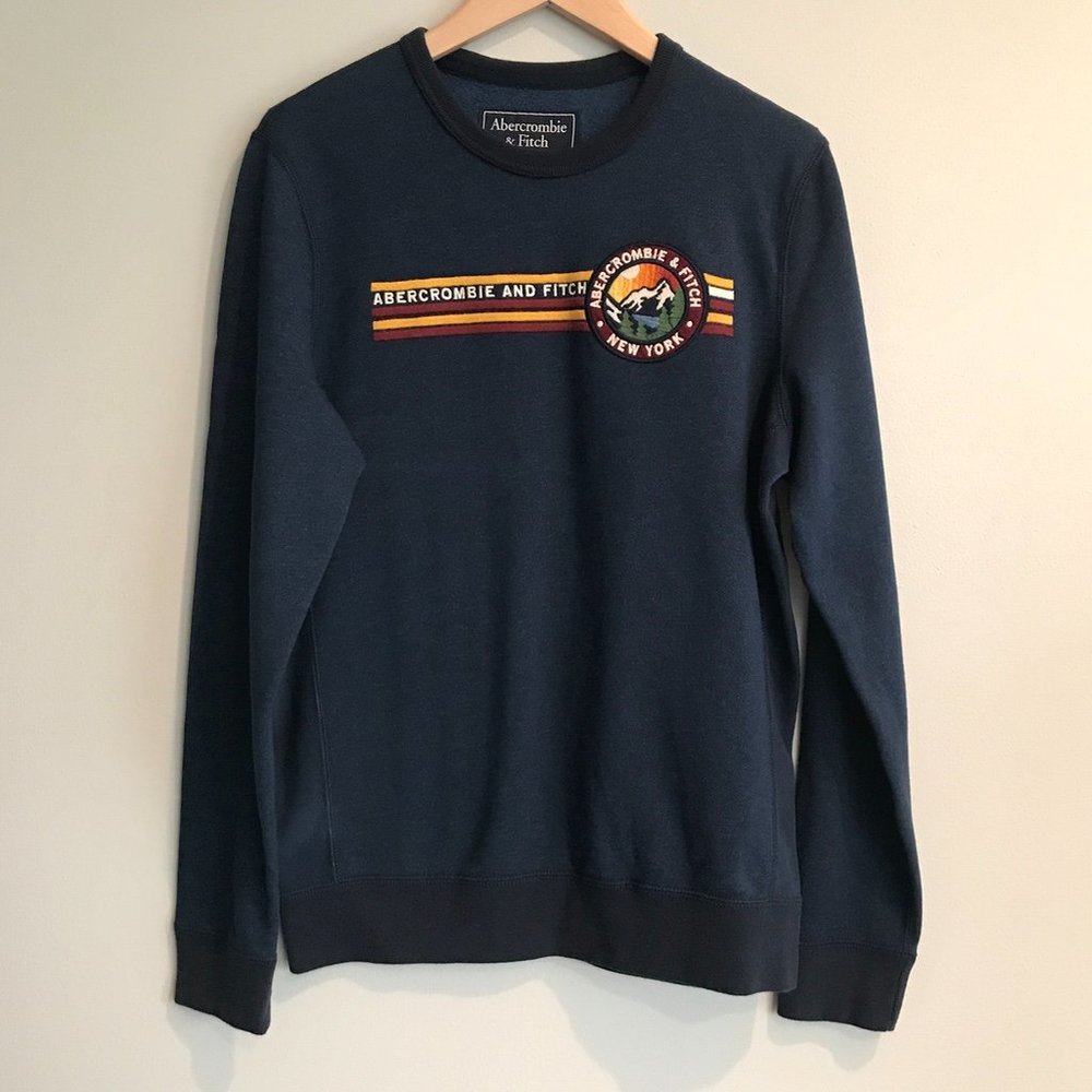 Abercrombie & Fitch New York Retro Style Heavyweight Long Sleeve Shirt Size SM